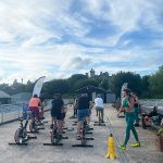 People on spin bikes at Arundel Lido