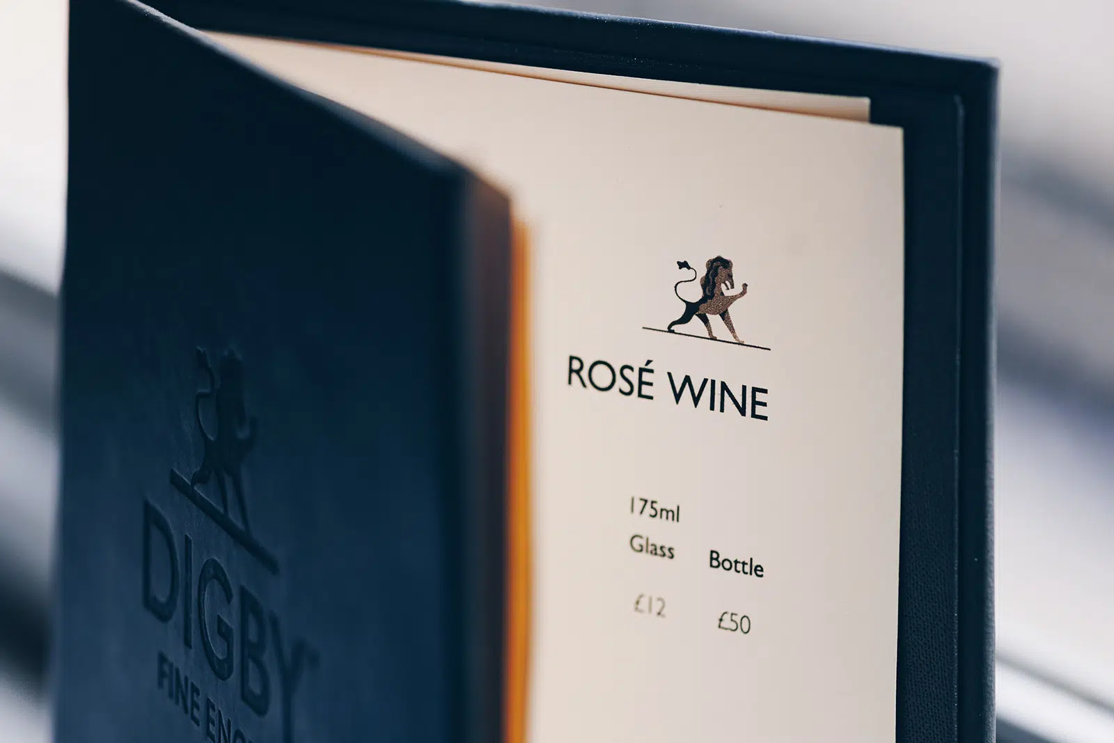 Digby Fine English Drinks Menu